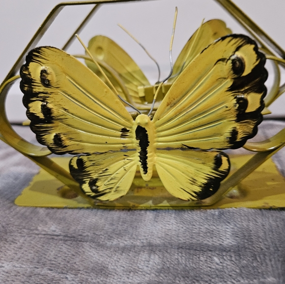 Vintage 70s mcm vibe metal Butterfly napkin holder - Picture 2 of 13
